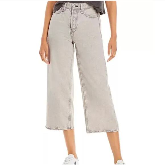 Rag Bone Jeans Womens 27 Maya High Rise Shorty Wide Leg Dust Gray Denim Casual - Picture 1 of 16